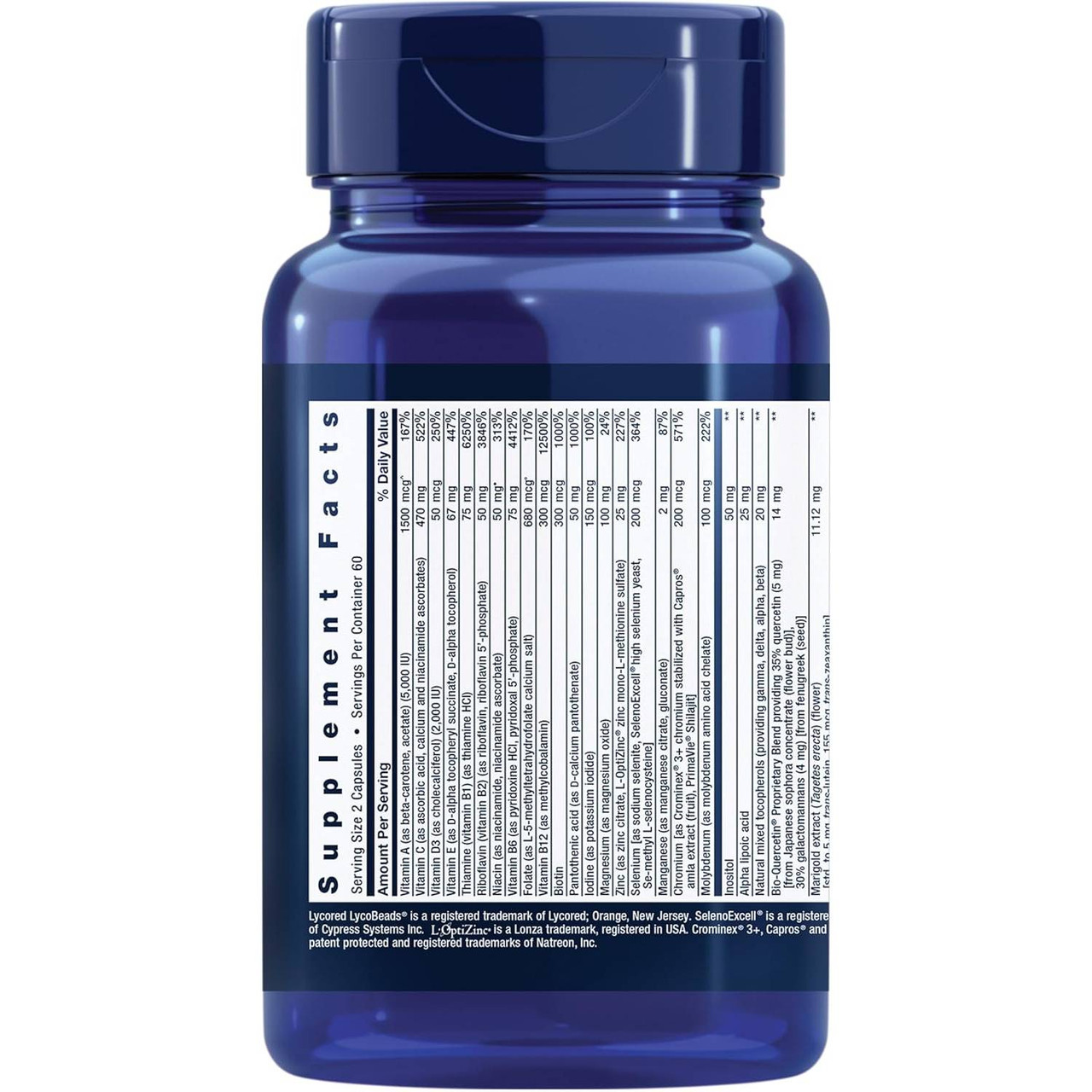 Two-Per-Day bottle side with supplement facts