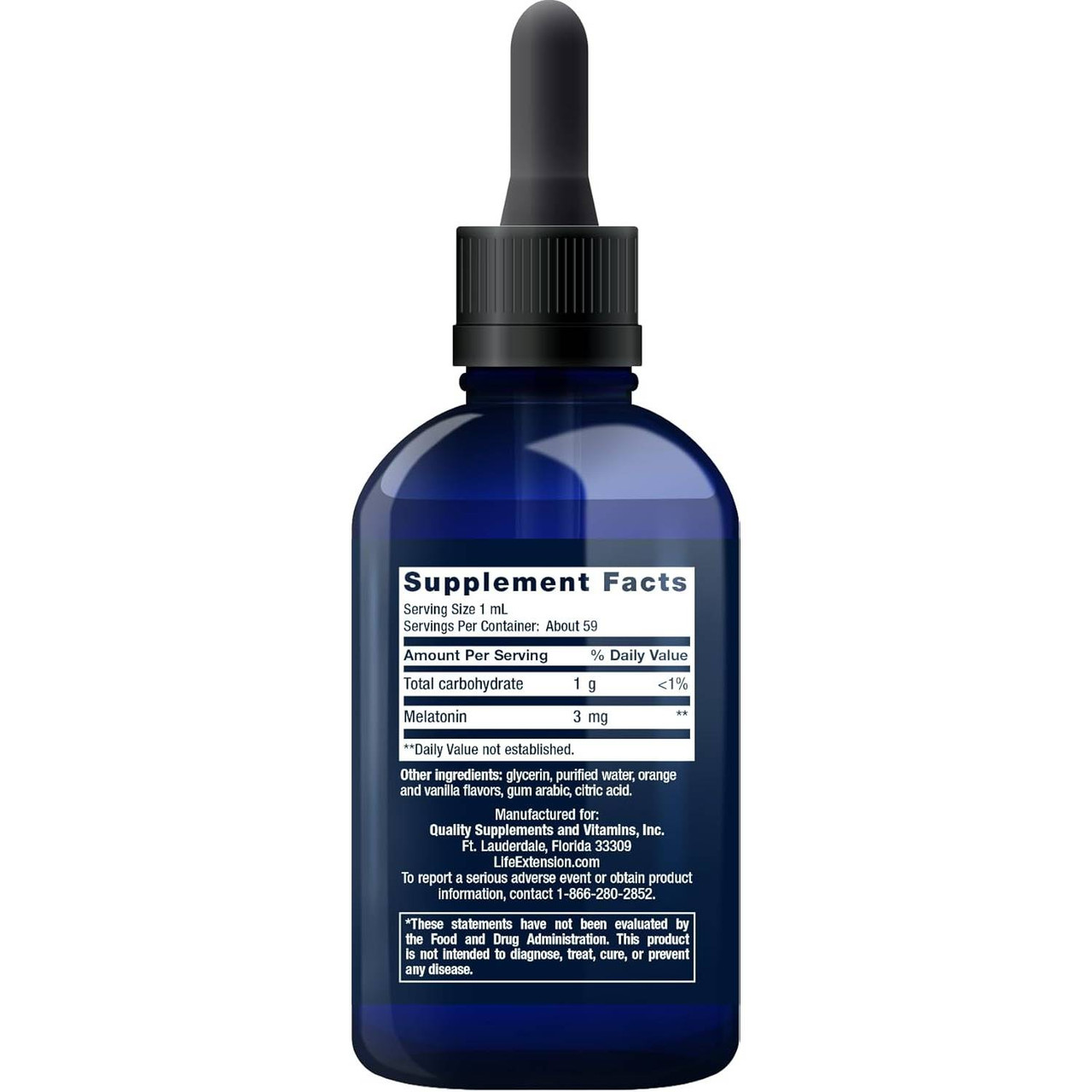 Life Extension Fast-Acting Liquid Melatonin Citrus-Vanilla Flavor - 59 Milliliters