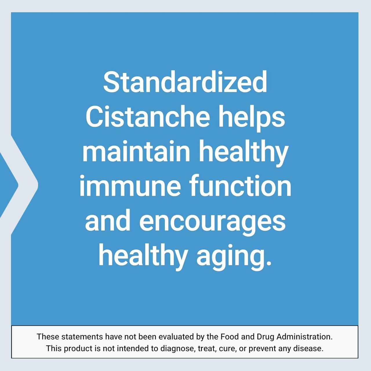 Standardized Cistanche benefit statement on a blue background