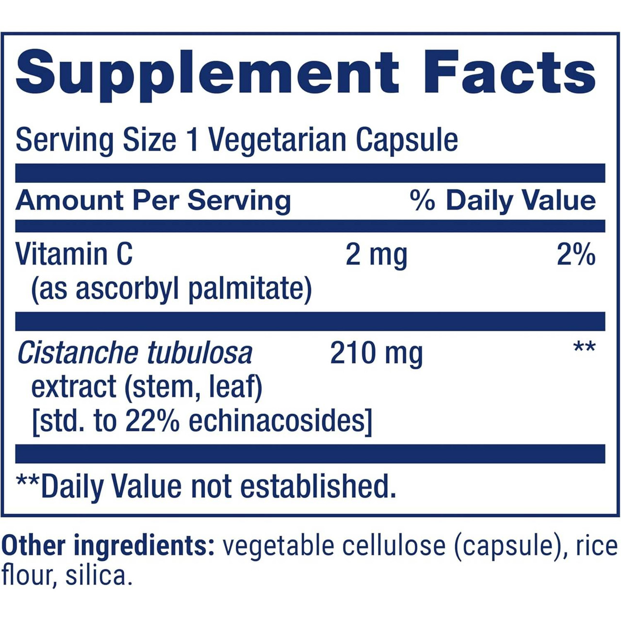 Standardized Cistanche supplement facts, 210 mg Cistanche tubulosa extract