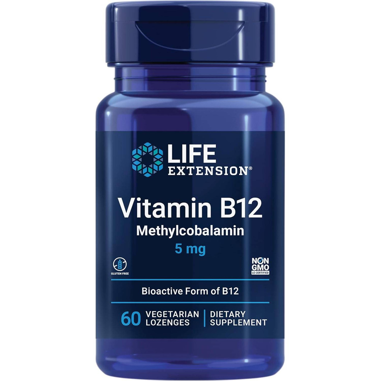 Life Extension Vitamin B12 Methylcobalamin 5 mg 60 vegetarian lozenges bottle