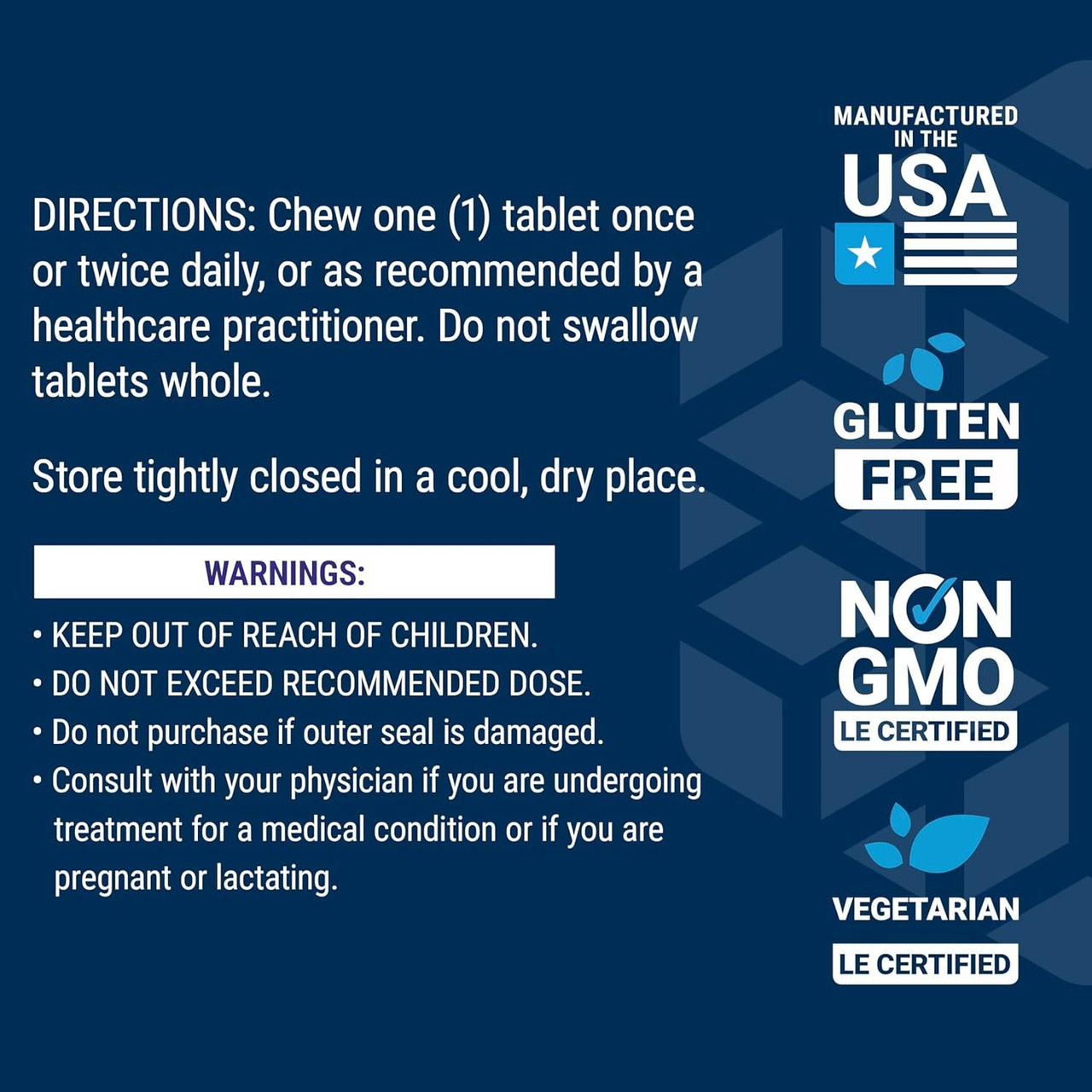 Discomfort Relief directions and warnings with made in USA, gluten free and non-GMO icons