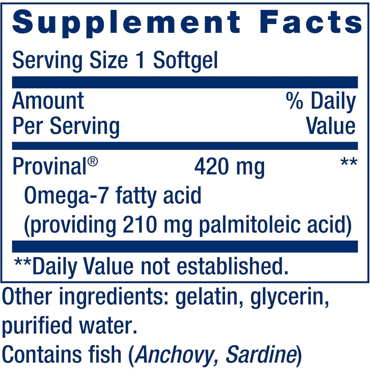 Life Extension Provinal Purified Omega-7 420mg - 30 Softgels