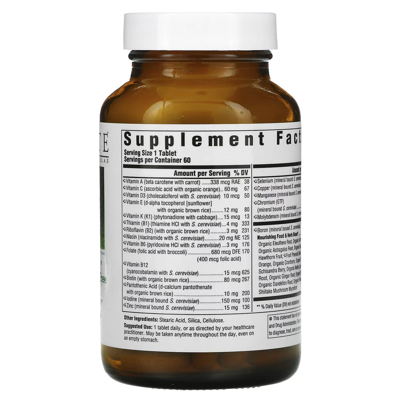 Men Over 40 One Daily bottle back with supplement facts