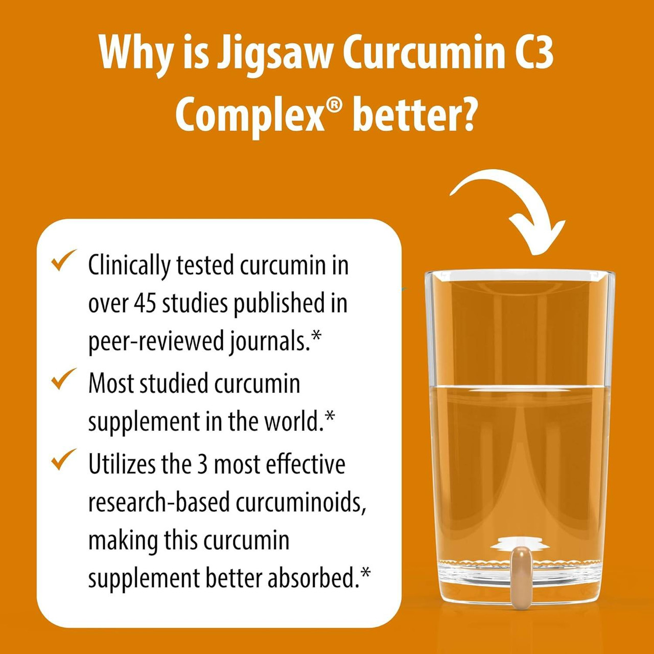 Why Jigsaw Curcumin C3 Complex is better list with glass