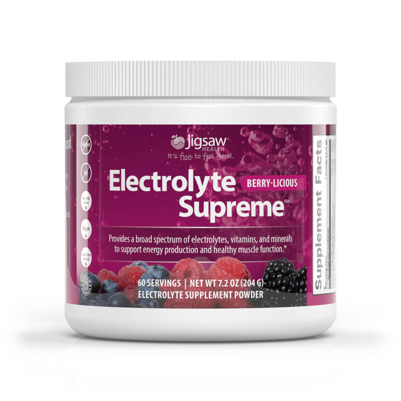 Jigsaw Health Electrolyte Supreme Berry-Licious 7.2 oz (204 g) jar, 60 servings
