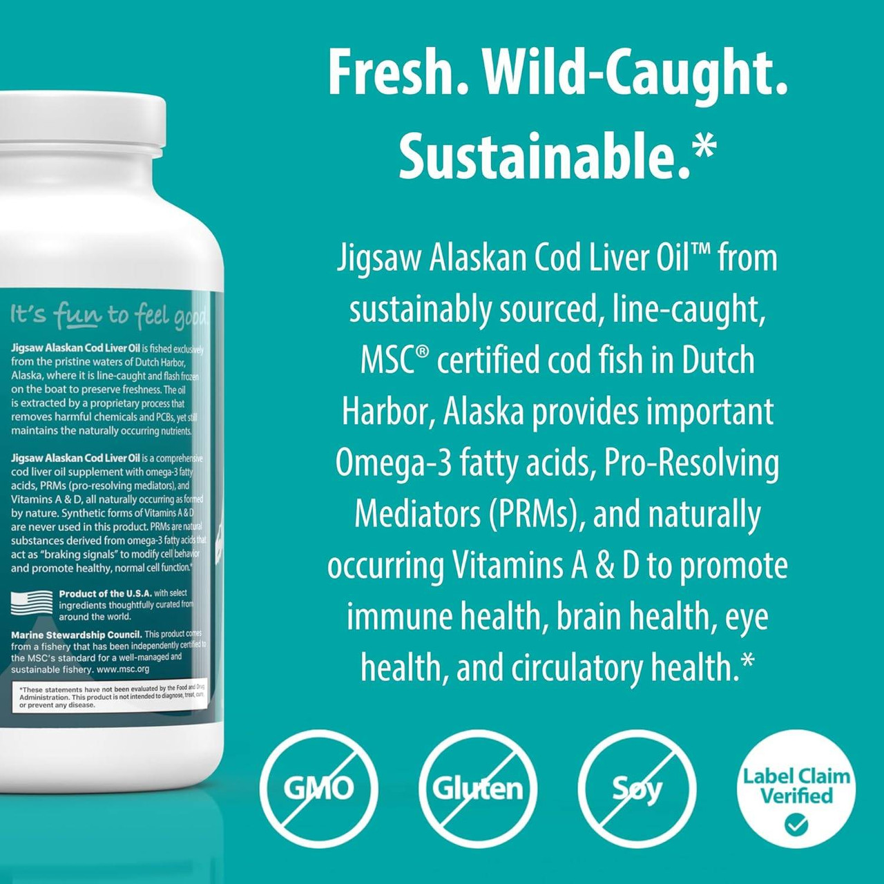 Jigsaw Health Alaskan Cod Liver Oil - 180 Softgels