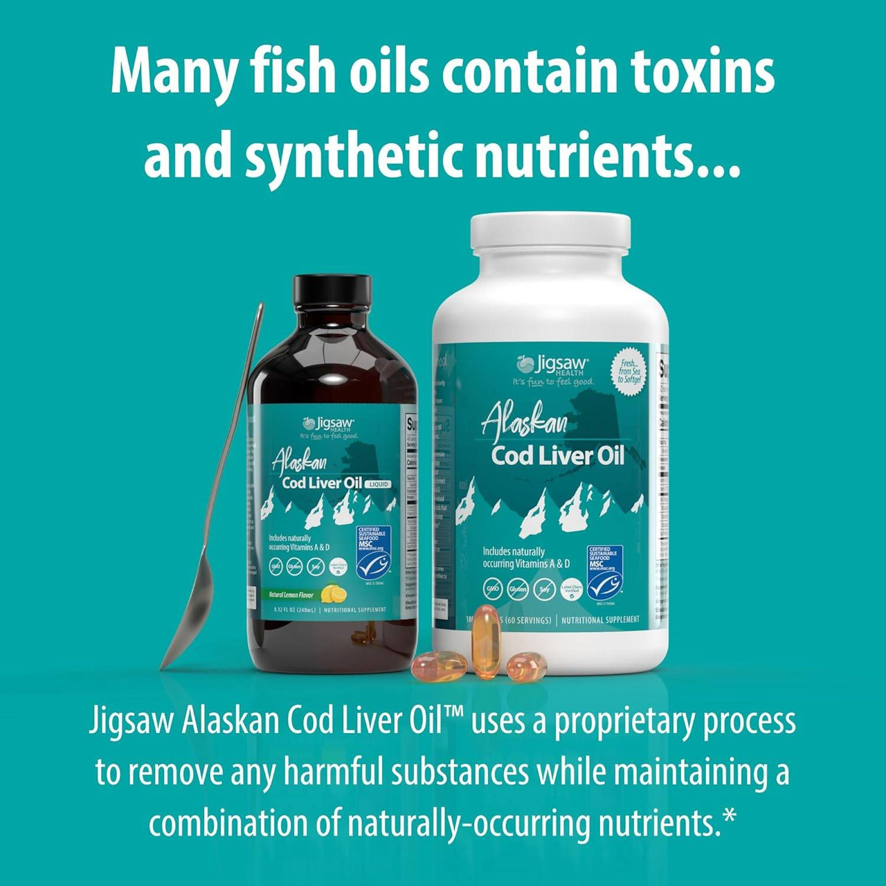 Jigsaw Health Alaskan Cod Liver Oil - 180 Softgels
