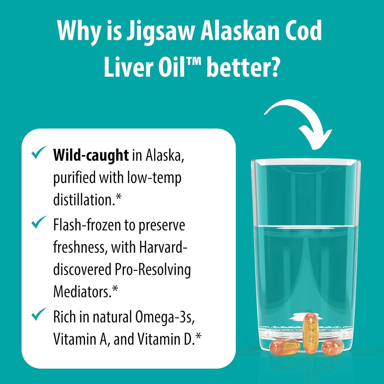 Jigsaw Health Alaskan Cod Liver Oil - 180 Softgels
