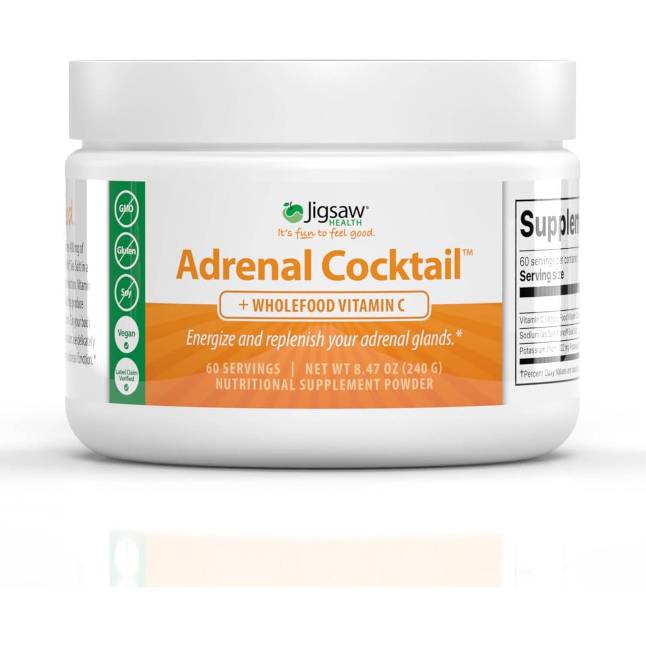 Jigsaw Health Adrenal Cocktail + Wholefood Vitamin C powder 240 g tub