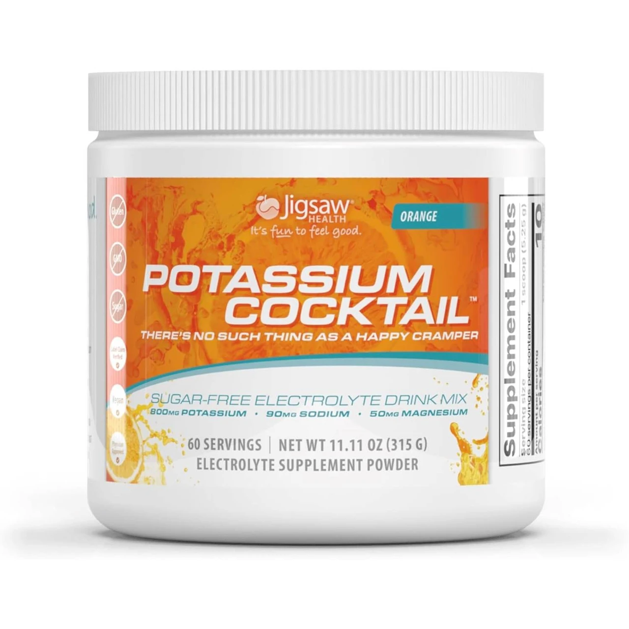 Jigsaw Health Potassium Cocktail Orange Sugar-Free Electrolyte Drink Mix 11.11 oz (315 g) jar