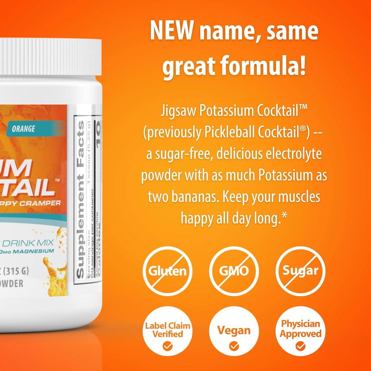 Jigsaw Health Potassium Cocktail Jar, Orange - 315 Grams