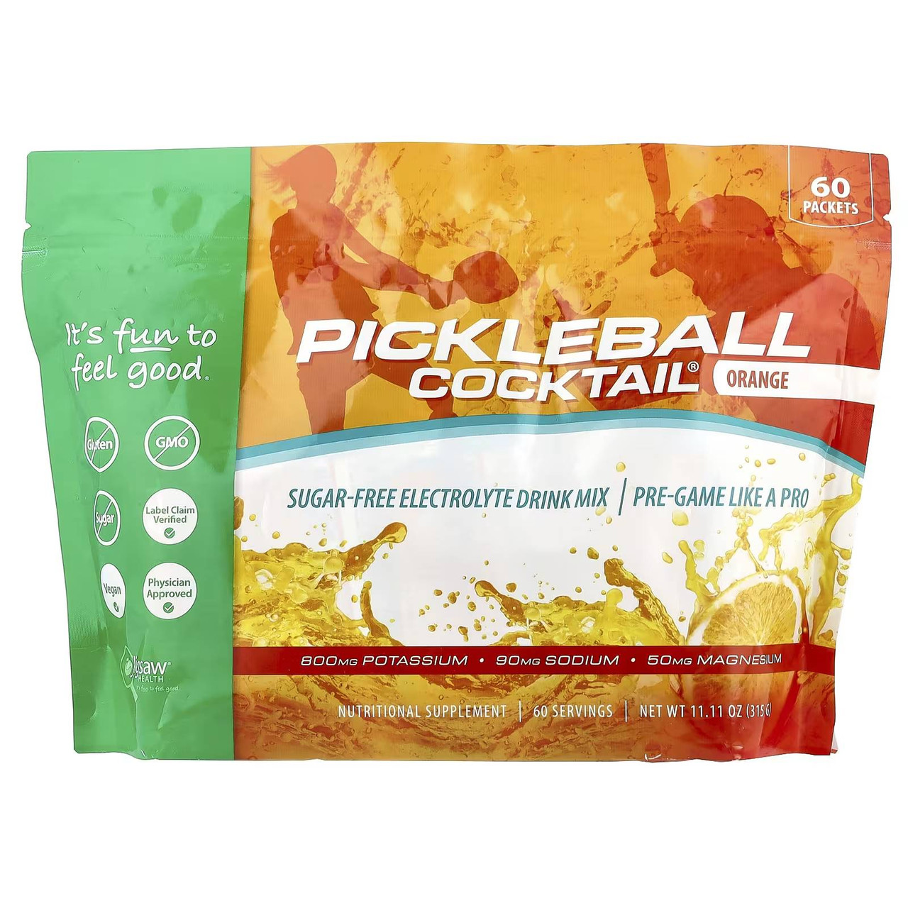 Jigsaw Health Pickleball Cocktail Packets, Orange - 60 Packets JGHL02020 59.99