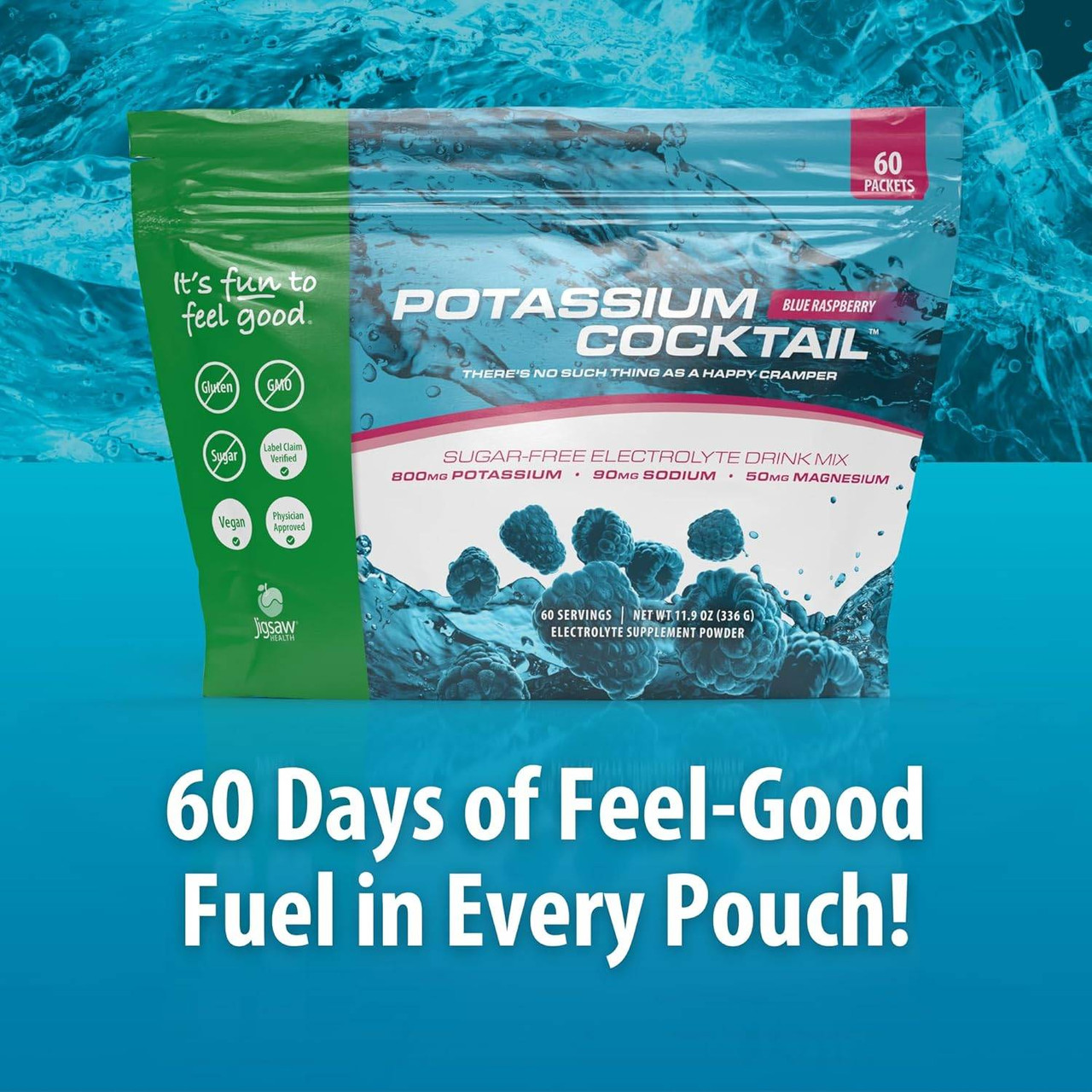 Jigsaw Health Pickleball Cocktail Packets, Blue Raspberry - 60 Packets