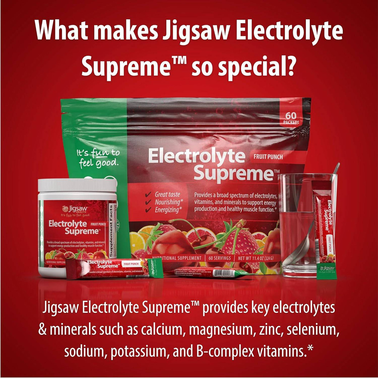 Jigsaw Health Electrolyte Supreme - Fruit Punch Packs - 60 Packets