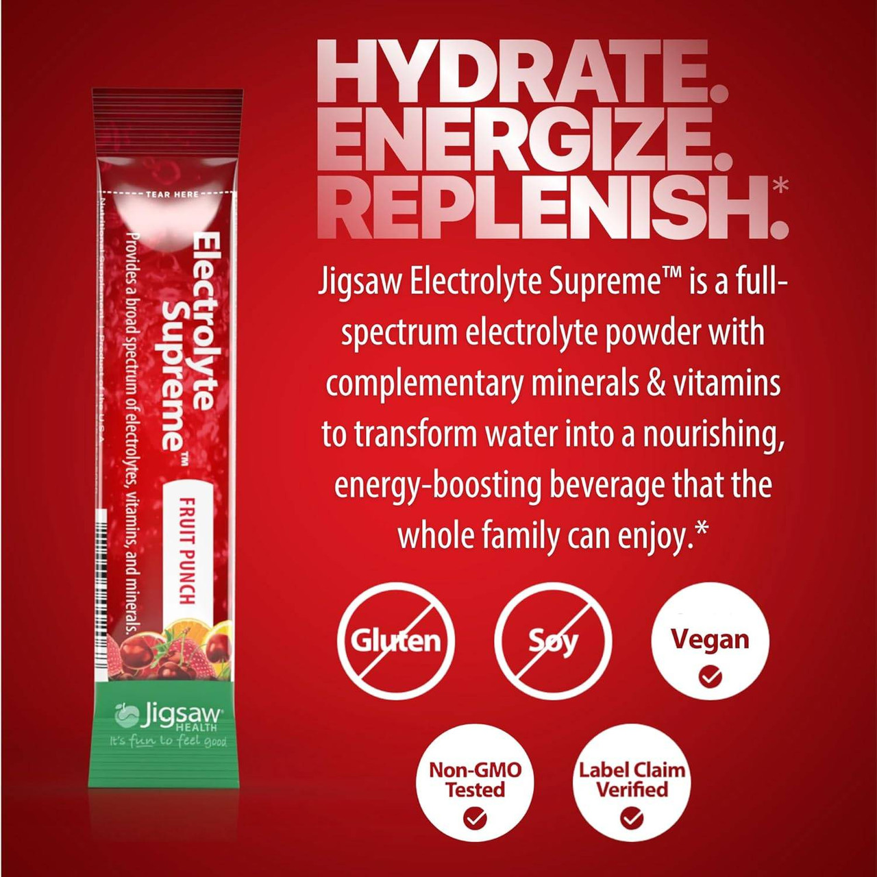 Jigsaw Health Electrolyte Supreme - Fruit Punch Packs - 60 Packets