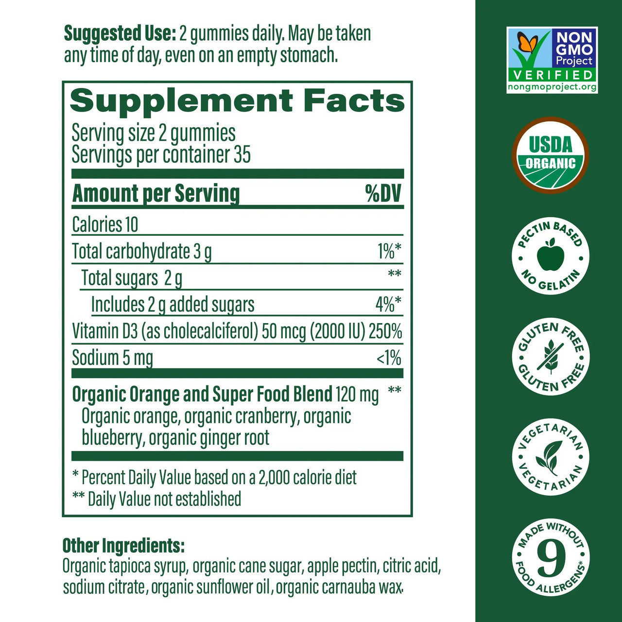 MegaFood D3 Wellness 1000 IU Gummies, Mixed Fruit - 70 Gummies