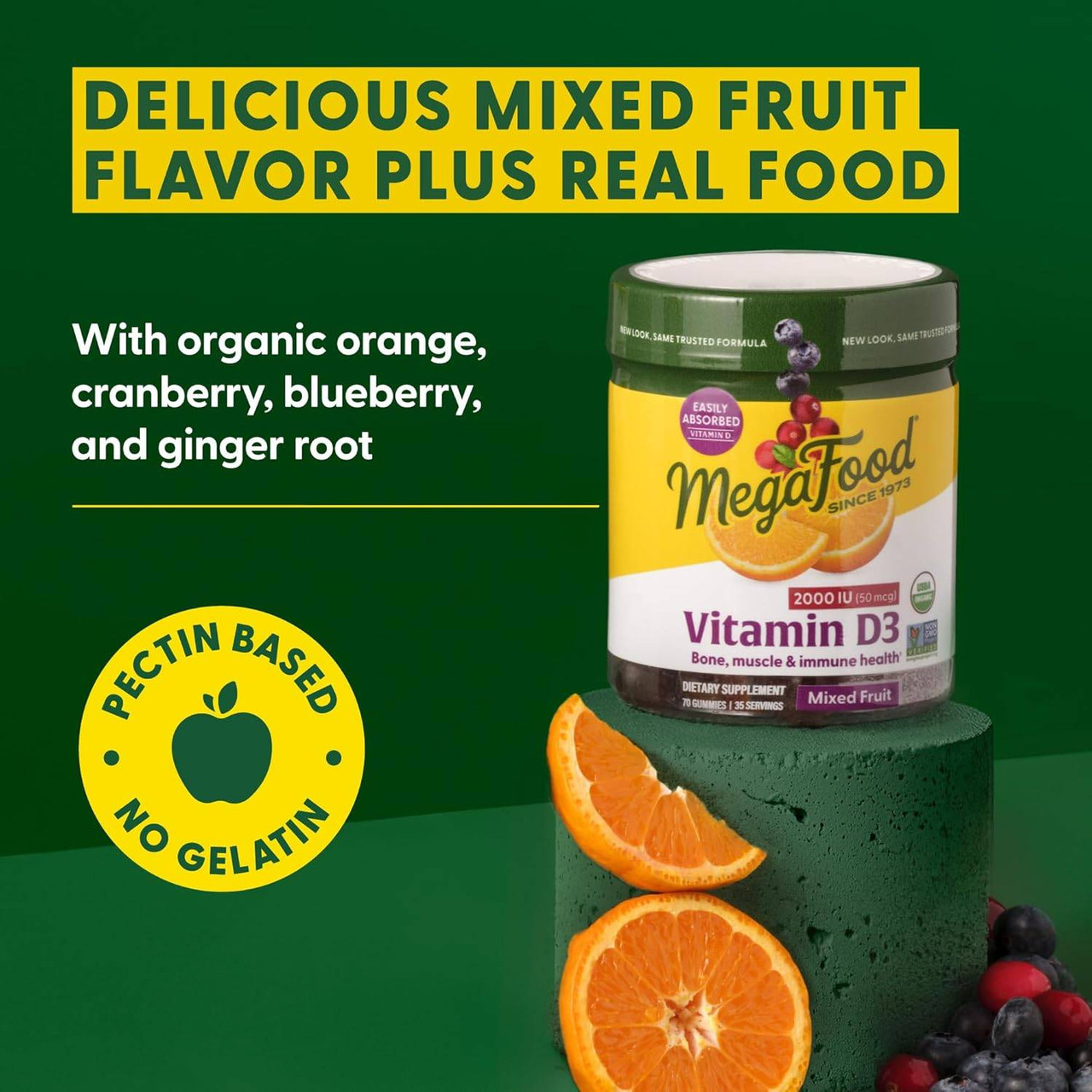 MegaFood D3 Wellness 1000 IU Gummies, Mixed Fruit - 70 Gummies