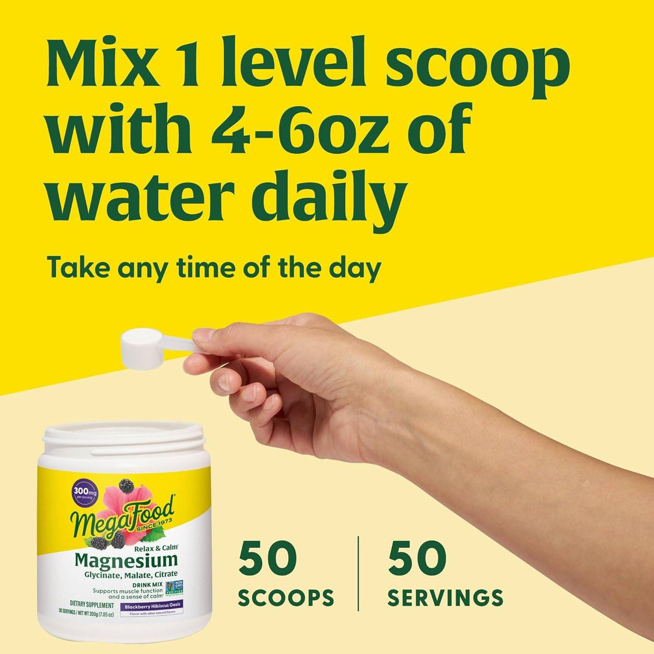 MegaFood Relax + Calm Magnesium Powder-Blackberry Hibiscus Oasis Flavor - 200 Grams