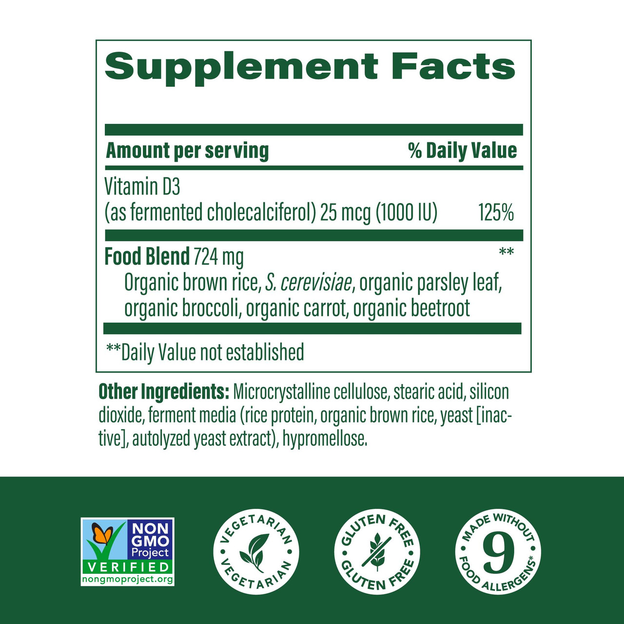MegaFood Vitamin D3 1000IU - 60 Tablets