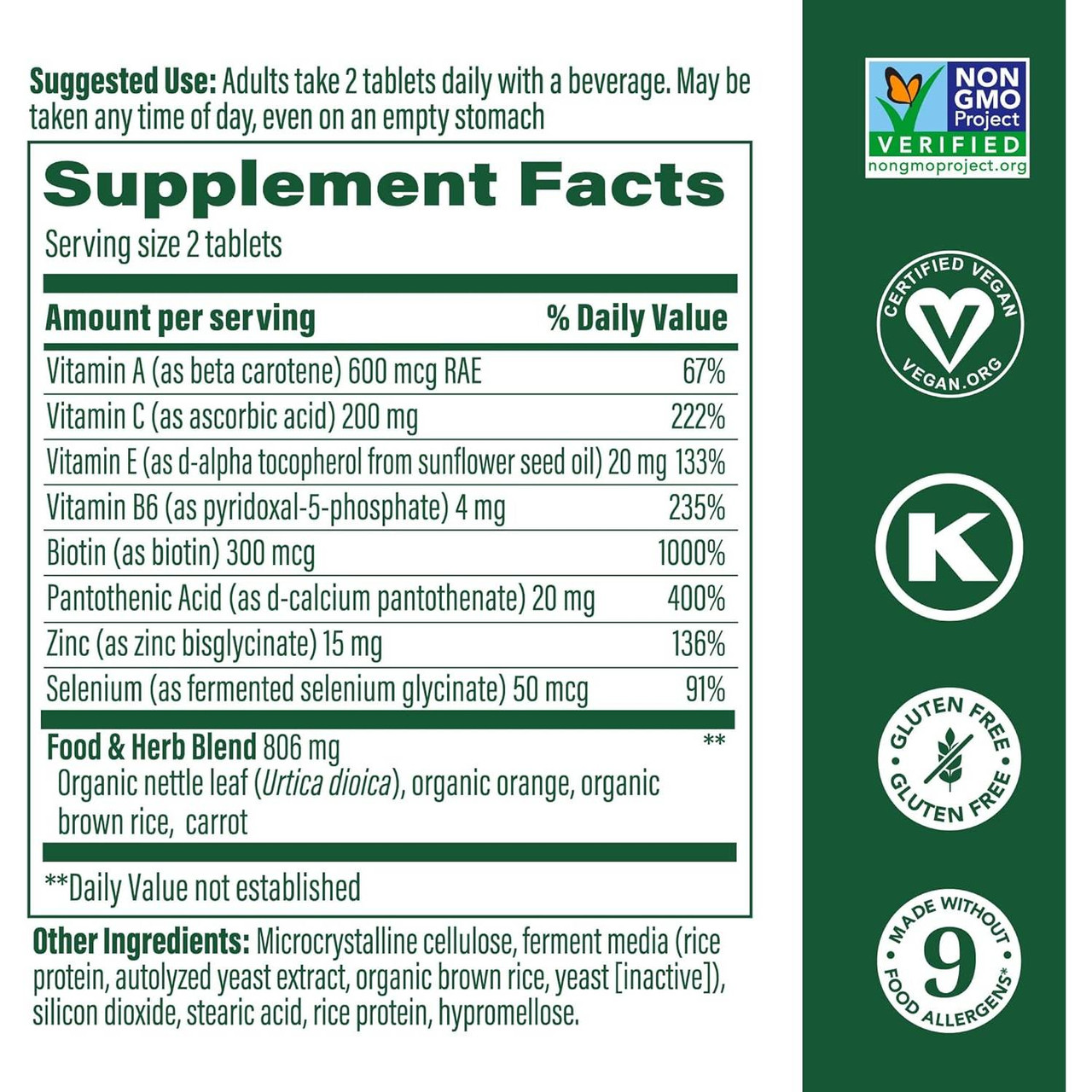 MegaFood Skin, Nails, & Hair 2 - 60 Tablets
