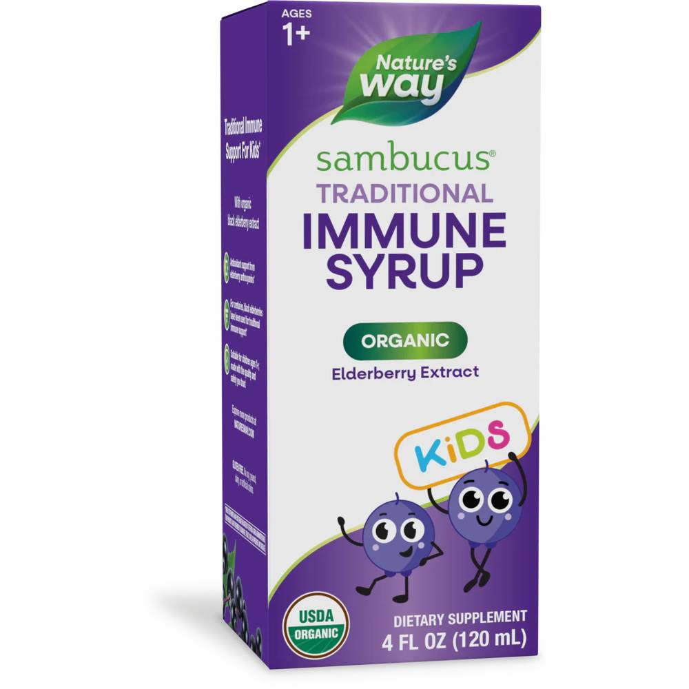 Nature's Way Sambucus Kids Organic Elderberry Immune Syrup 4 fl oz (120 mL) box