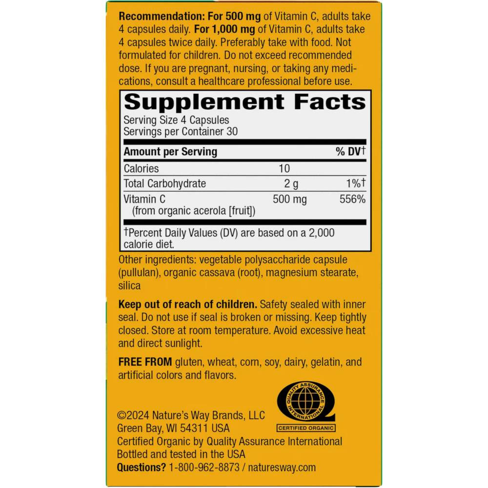 Nature's Way Alive! Organic Vitamin C - 120 Capsules