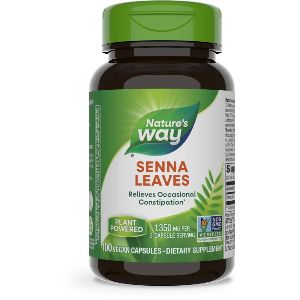 Nature's Way Senna Leaves 100 vegan capsule bottle