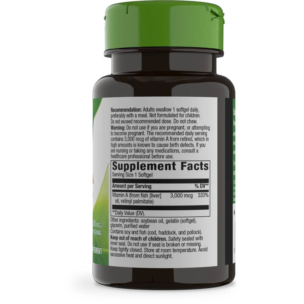 Nature's Way Vitamin A 3,000mcg - 100 Softgels