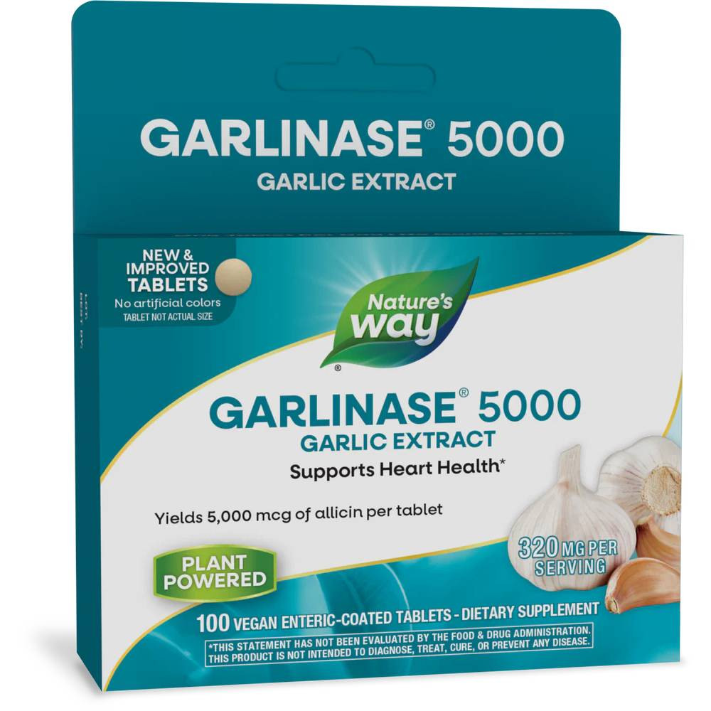Nature's Way Garlinase 5000 Garlic Extract 100 vegan enteric-coated tablets box