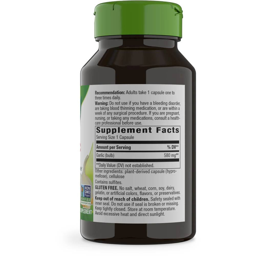 Back of Garlic Bulb bottle with supplement facts panel