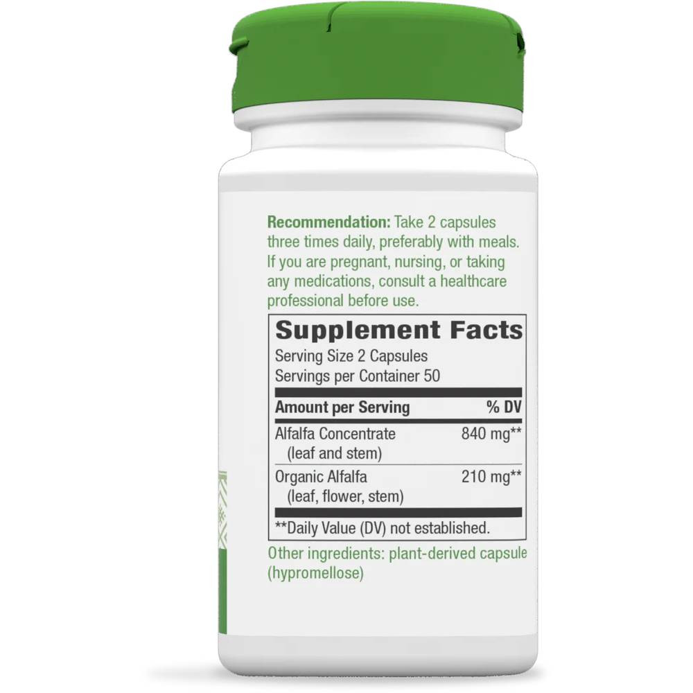 Back of Alfa-Max bottle with supplement facts panel