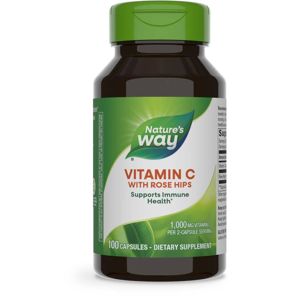 Nature's Way Vitamin C with Rose Hips 100 capsules bottle