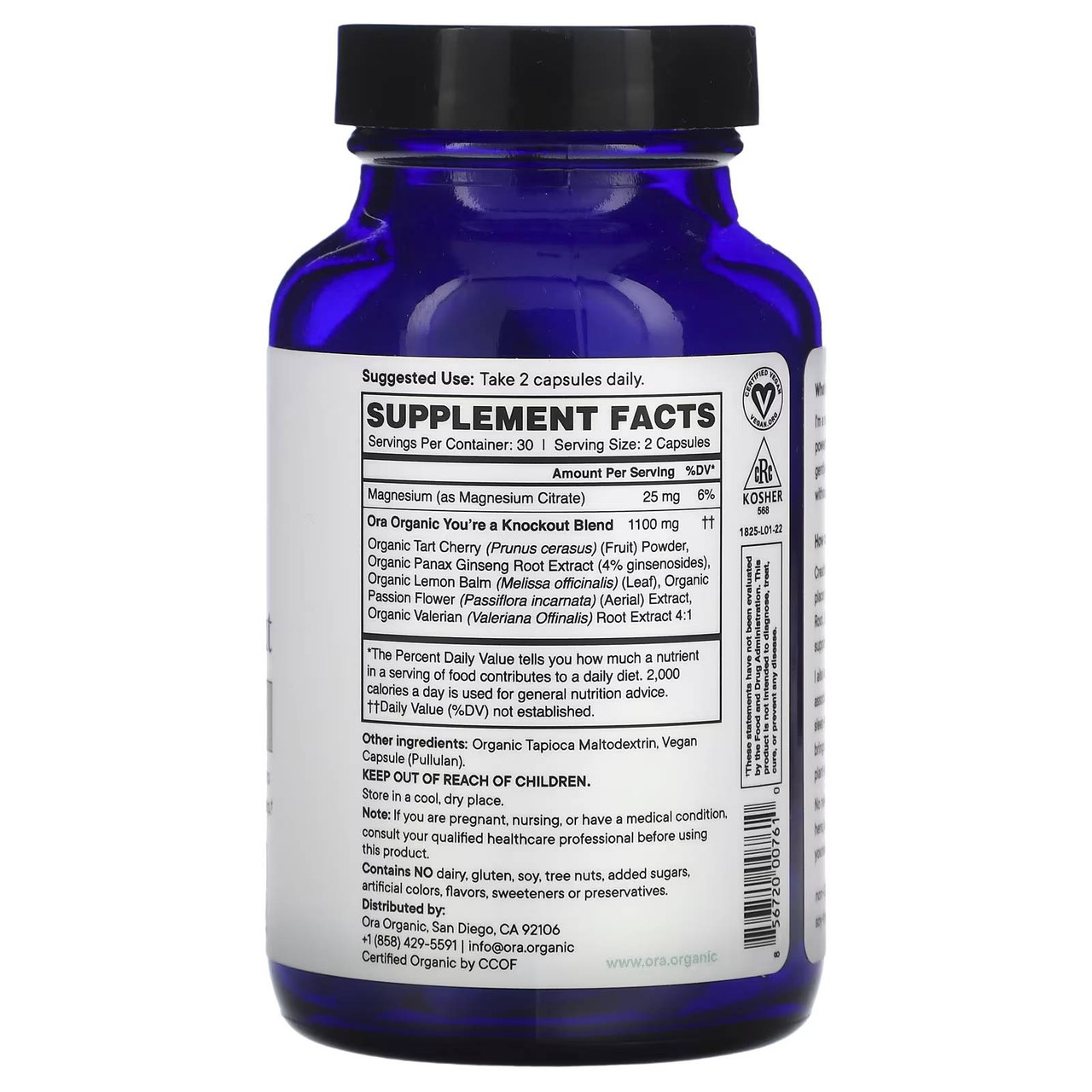 Ora Organic You're A Knockout: Sleep & Stress Support Capsules - 60 Capsules