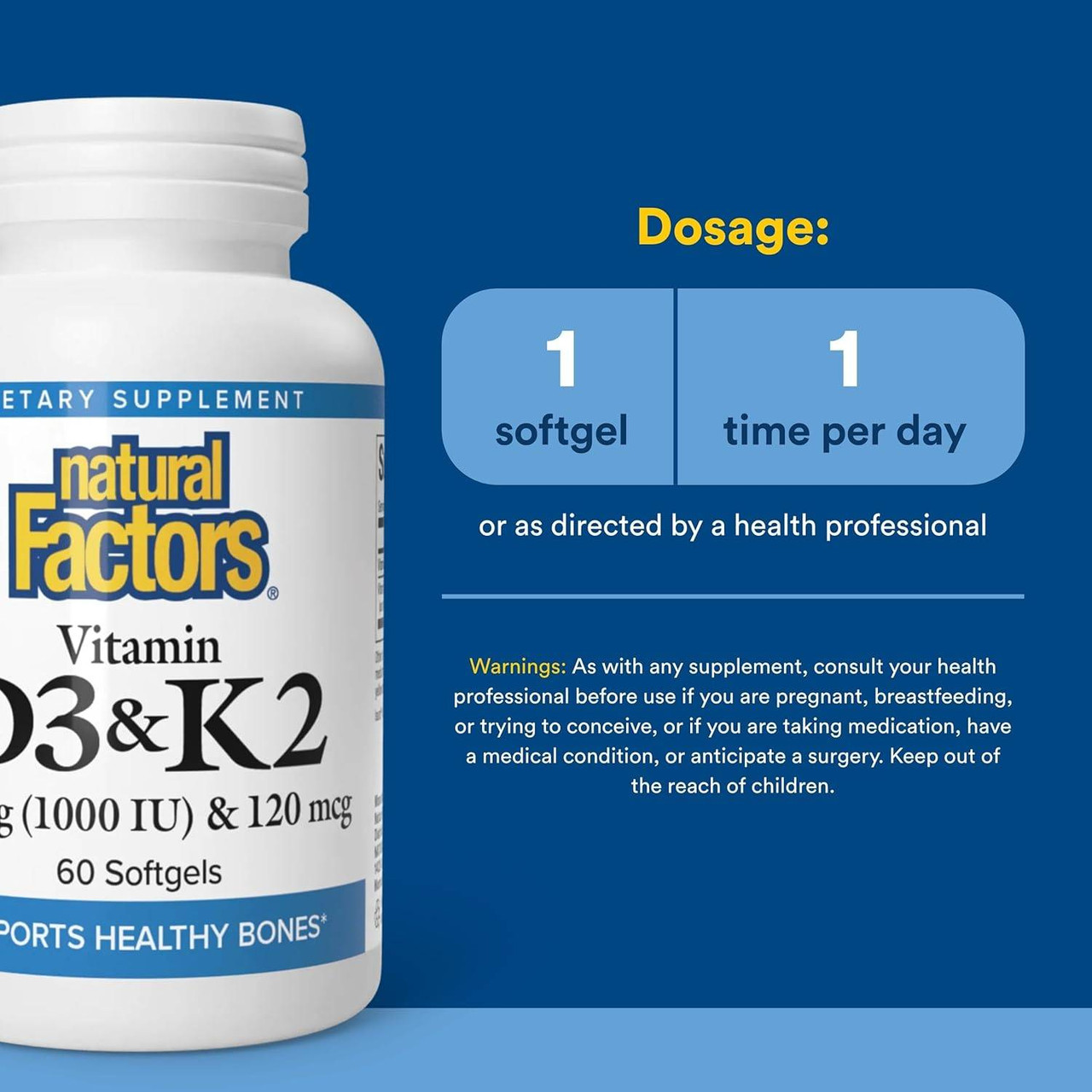 Natural Factors Vitamin D3 & K2 - 60 Softgels
