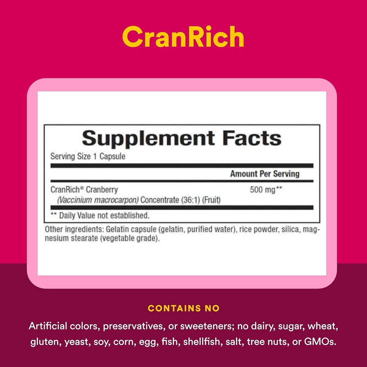 Natural Factors CranRich 500 mg - 180 Capsules