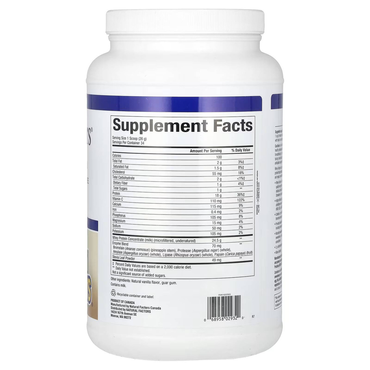 Natural Factors Whey Factors Protein Powder - French Vanilla