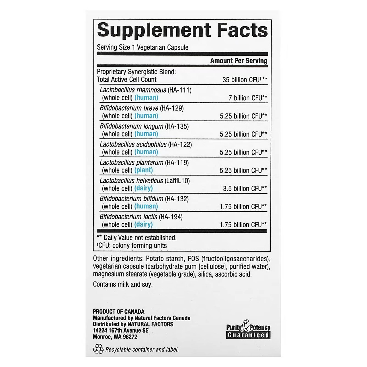 Natural Factors Ultimate Prob Seniors 35 Bil - 30 Capsules