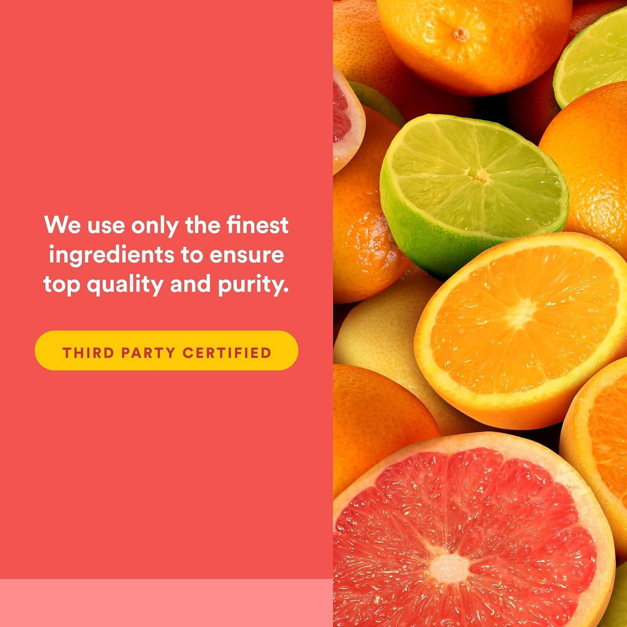 Sliced oranges and limes, Natural Factors finest ingredients third party certified graphic