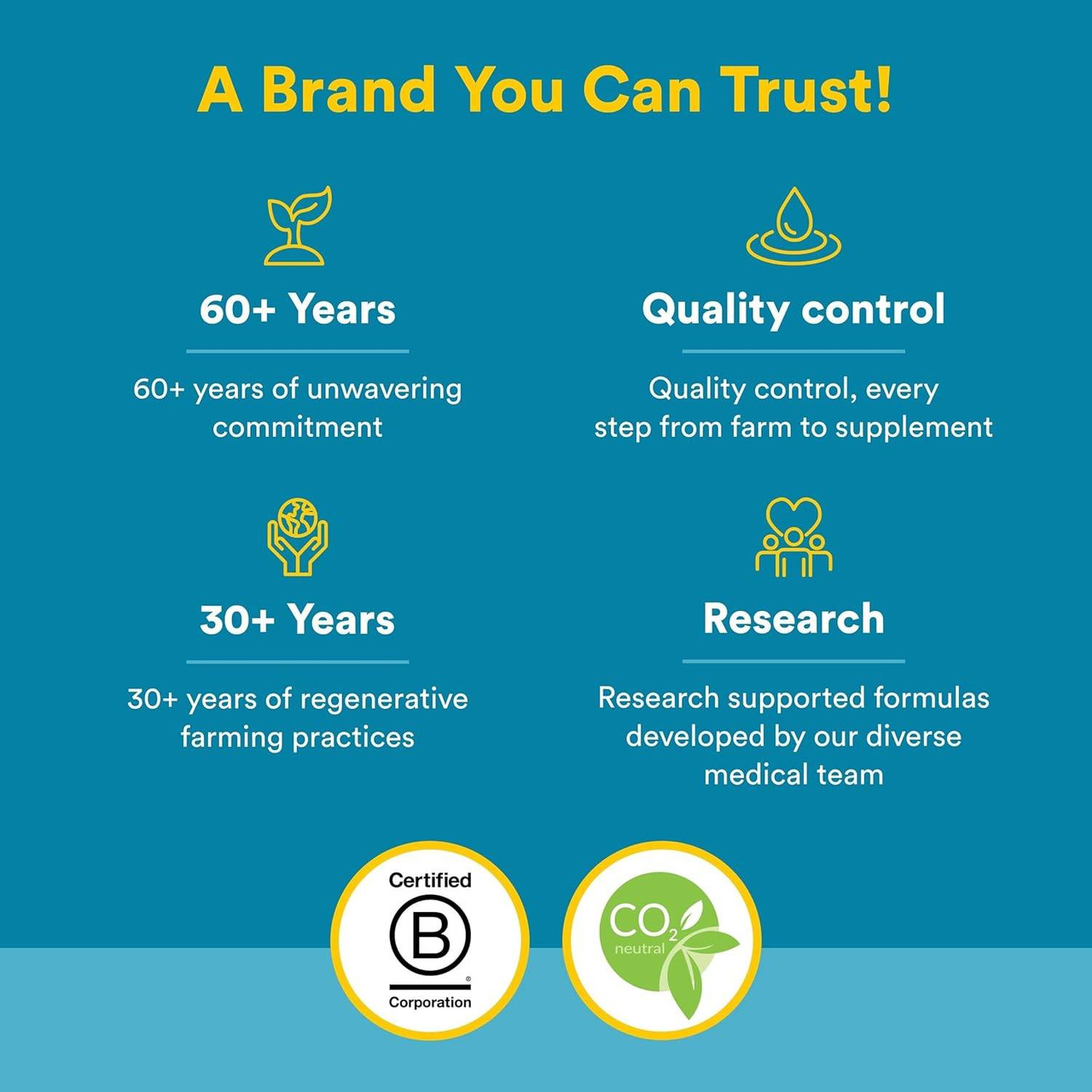 Natural Factors a brand you can trust graphic with B Corp logo