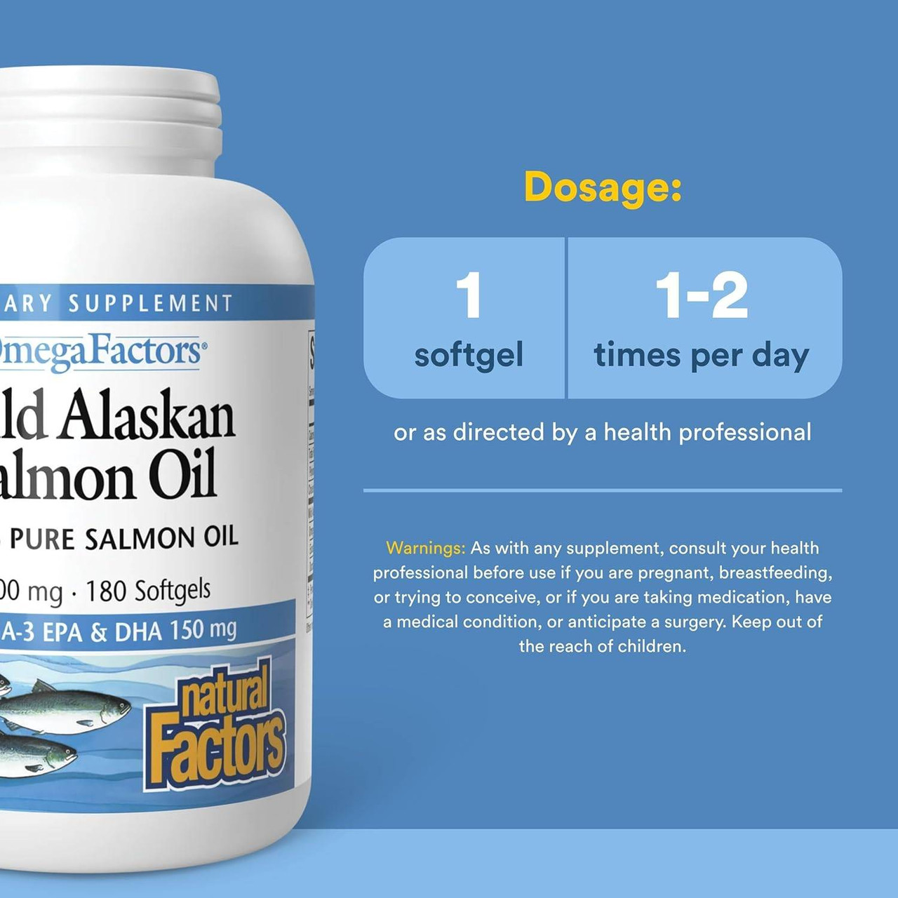 Natural Factors Wild Alaskan Salmon Oil 1000mg - 180 Softgels
