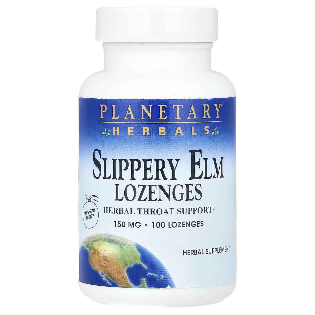 Planetary Herbals Slippery Elm Lozenges Tangerine Flavor 150 mg 100 lozenges bottle