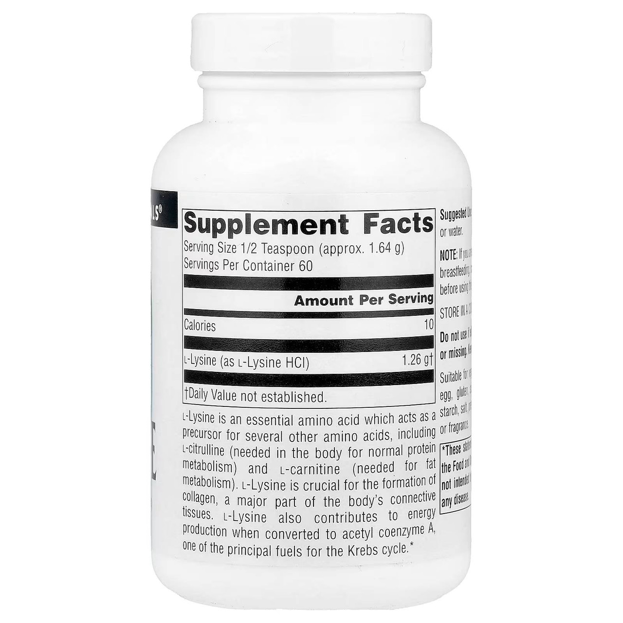 Source Naturals L-Lysine - 100 Grams SRNT01355 BeautifiedYou.com