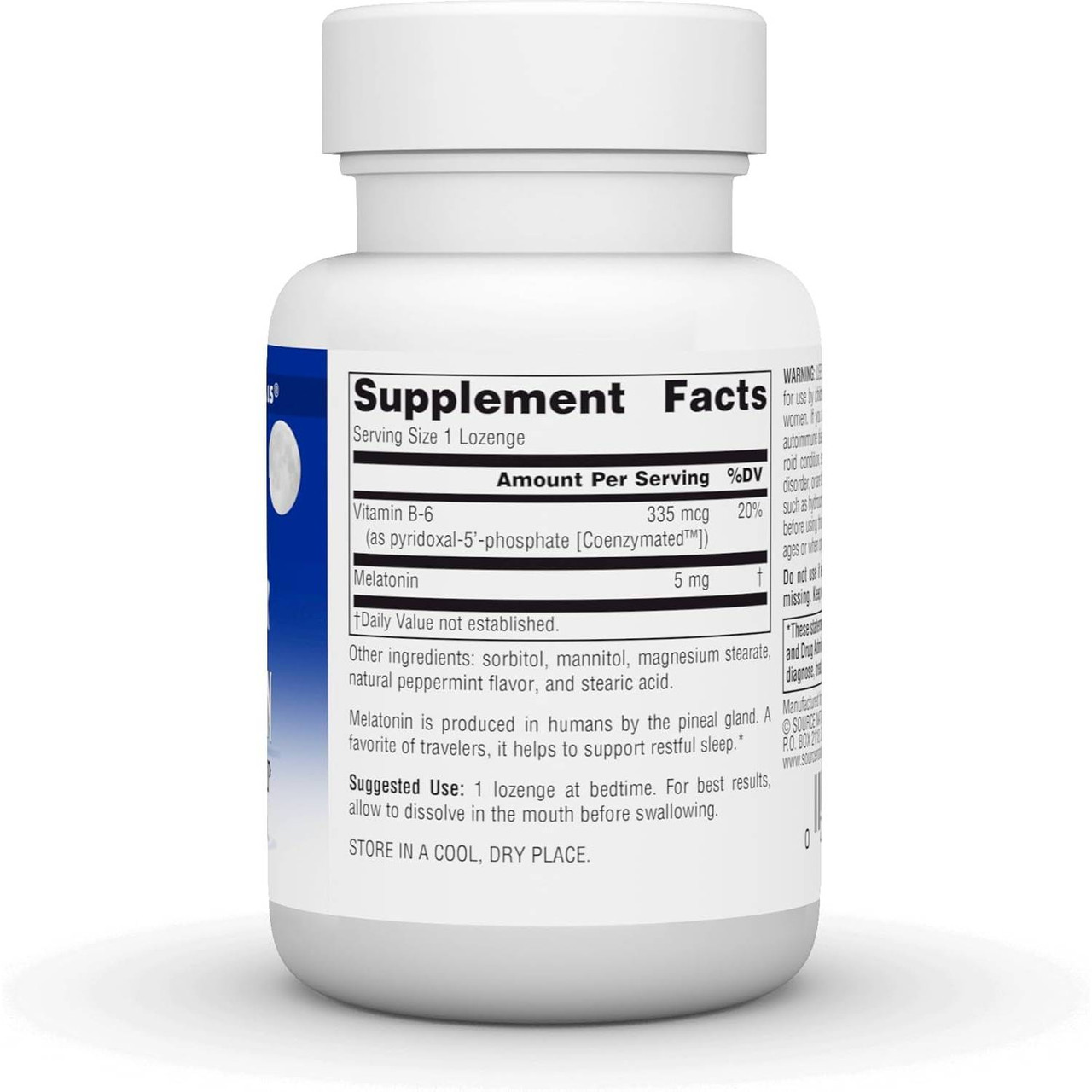 Source Naturals Melatonin 5mg Peppermint Lozenges - 100 Lozenges SRNT05834 BeautifiedYou.com