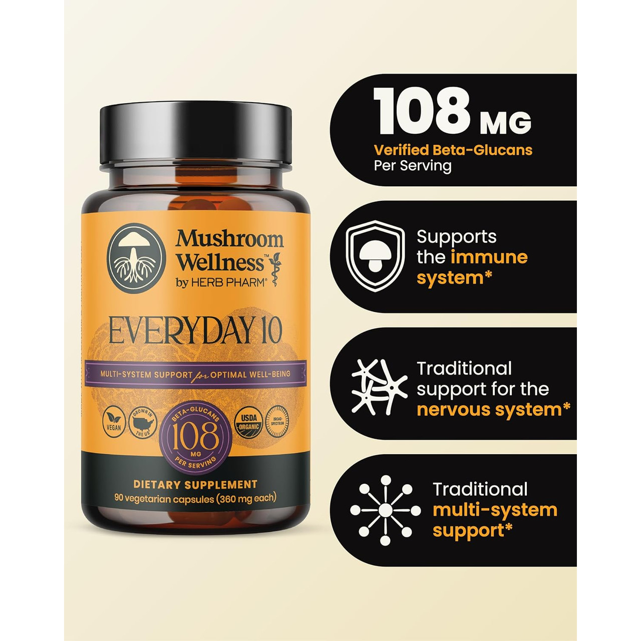 Everyday 10 bottle with immune nervous and multi-system support icons