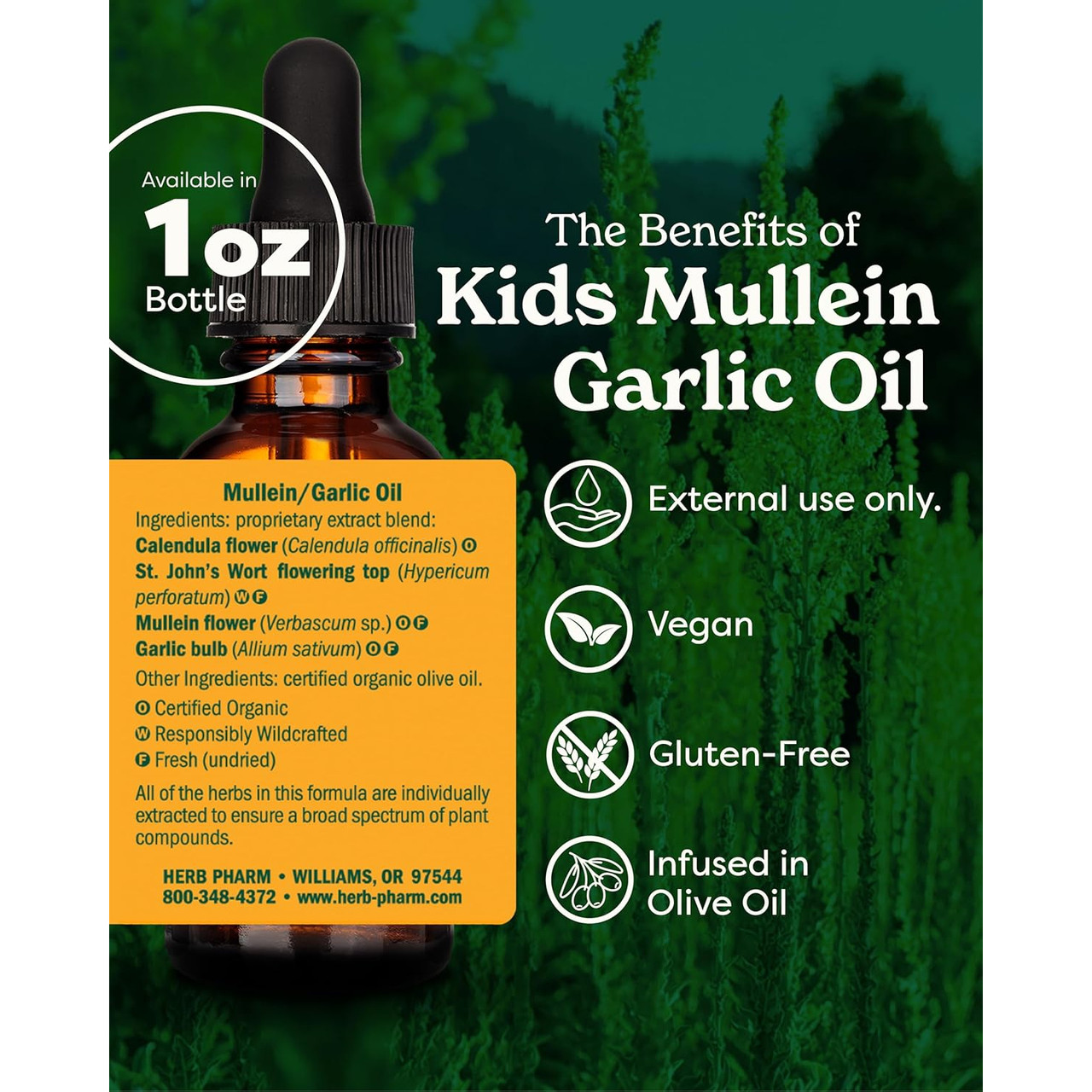 Herb Pharm Kids Mullein Garlic Oil - 30 ml