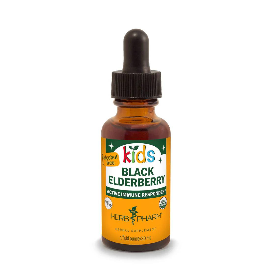 Herb Pharm Kids Black Elderberry alcohol-free liquid extract 1 fl oz (30 mL) dropper bottle