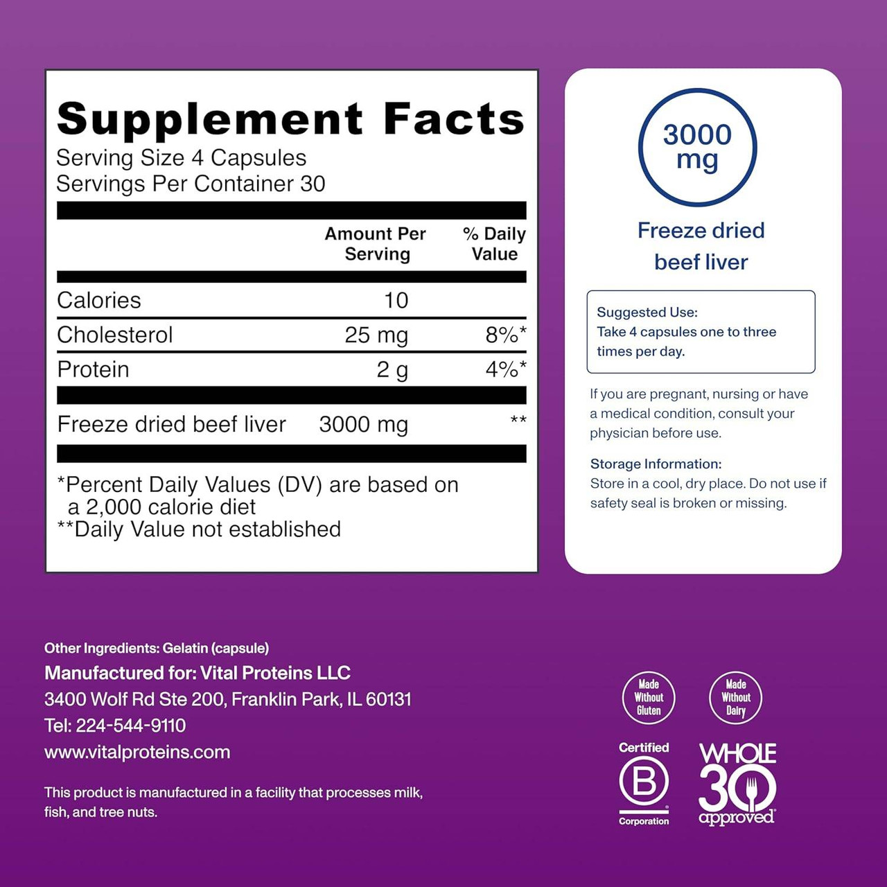 Vital Proteins Beef Liver Capsules - 120 Capsules
