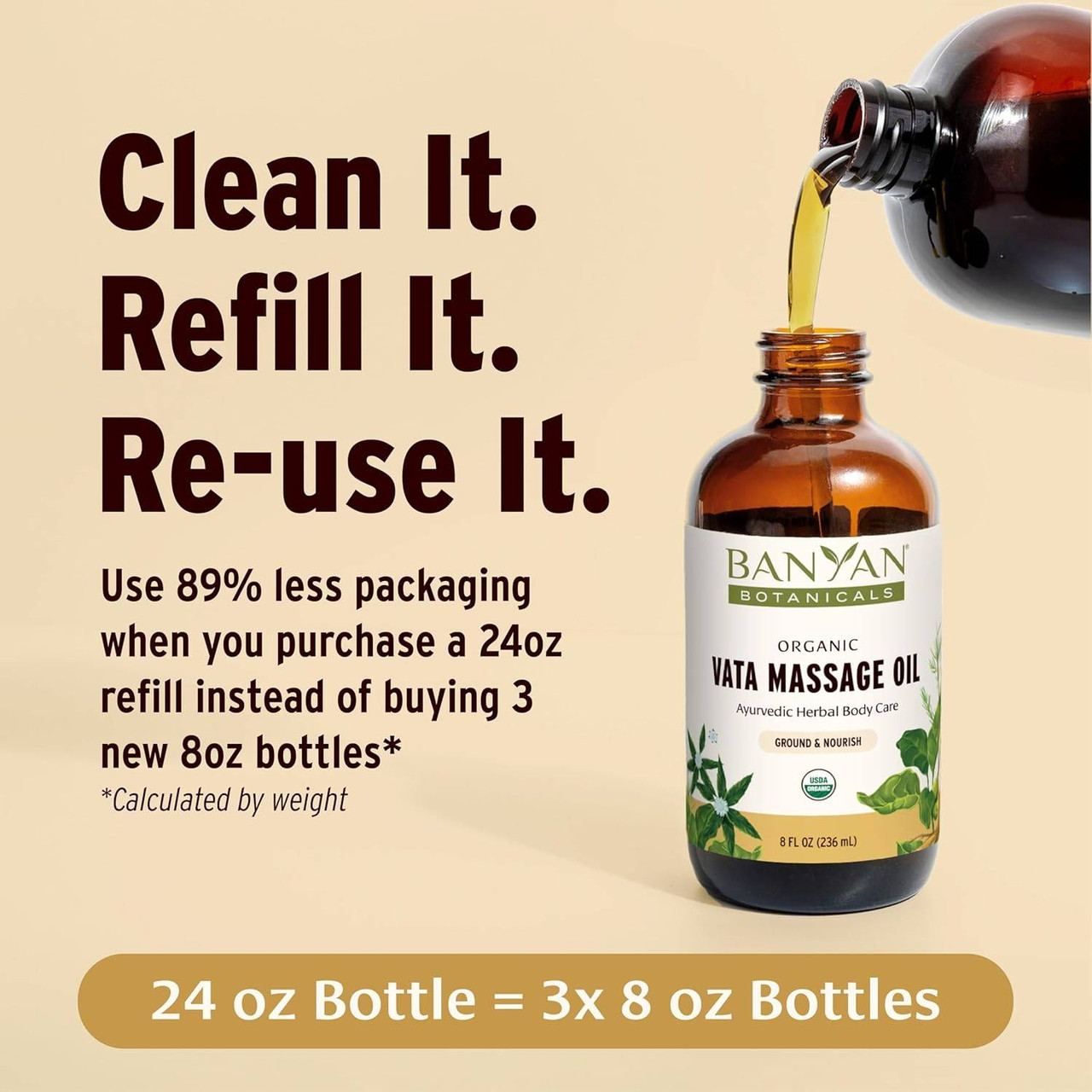 Banyan Botanicals Vata Massage Oil, Organic - 8 Ounces