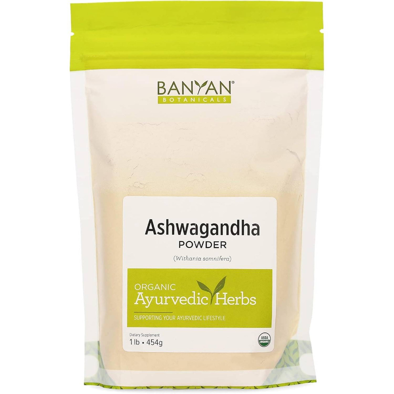 Banyan Botanicals Organic Ashwagandha Powder 1 lb (454 g) pouch